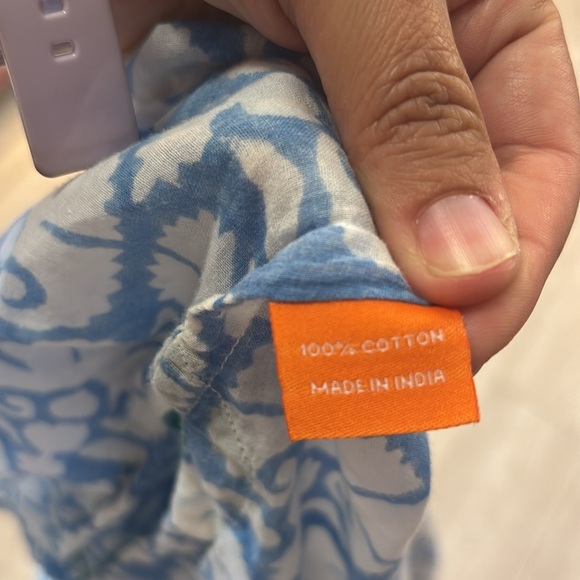 Oliphant Lightweight Tunic Top Dress Coverup Vneck Dusty Blue Aqua White Size M - Picture 5 of 9